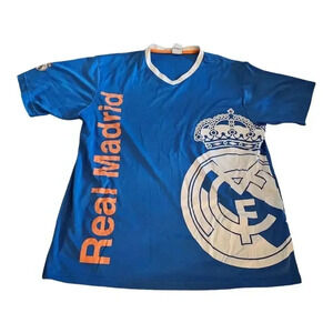 Real Madrid Soccer Club Football Blue White Jersey S/S Shirt Men's XL